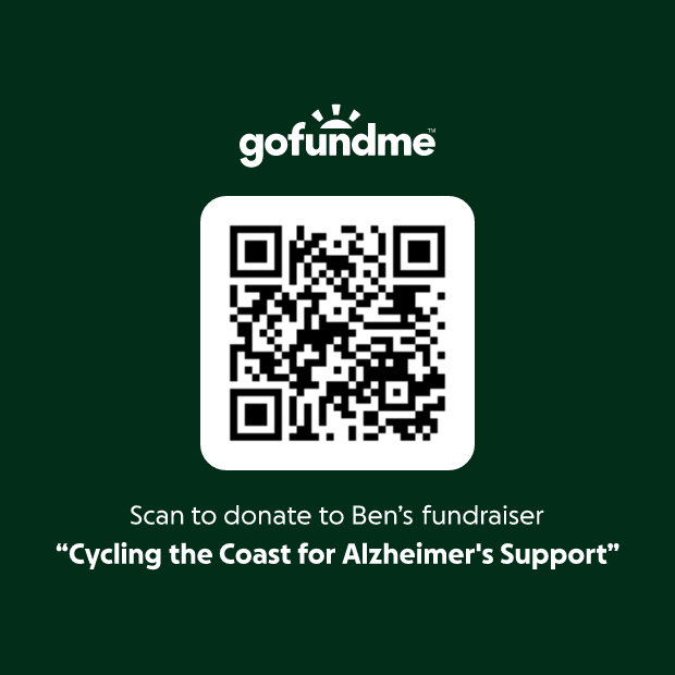 QR code to donate to Cycling the Coast for Alzheimer's Support